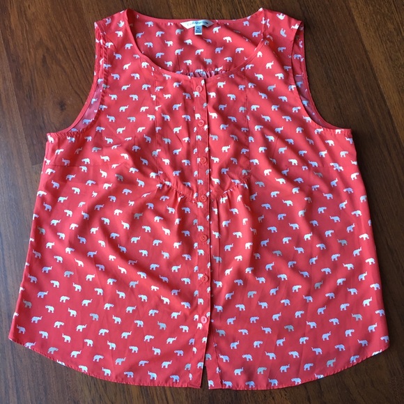 🐞 Elephant Novelty Print Sleeveless Blouse - Picture 1 of 7